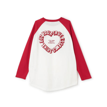 愛心拼接寬鬆長袖T恤