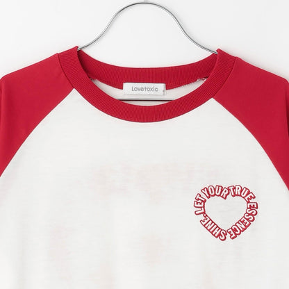 愛心拼接寬鬆長袖T恤