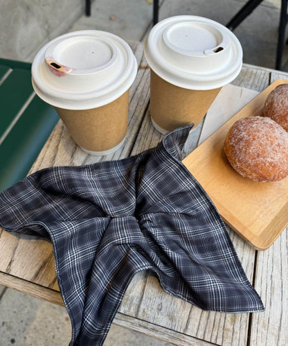 lil緞面格紋方形大號髮圈