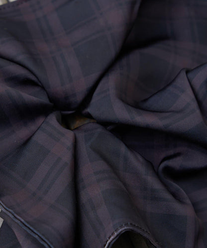 lil緞面格紋方形大號髮圈