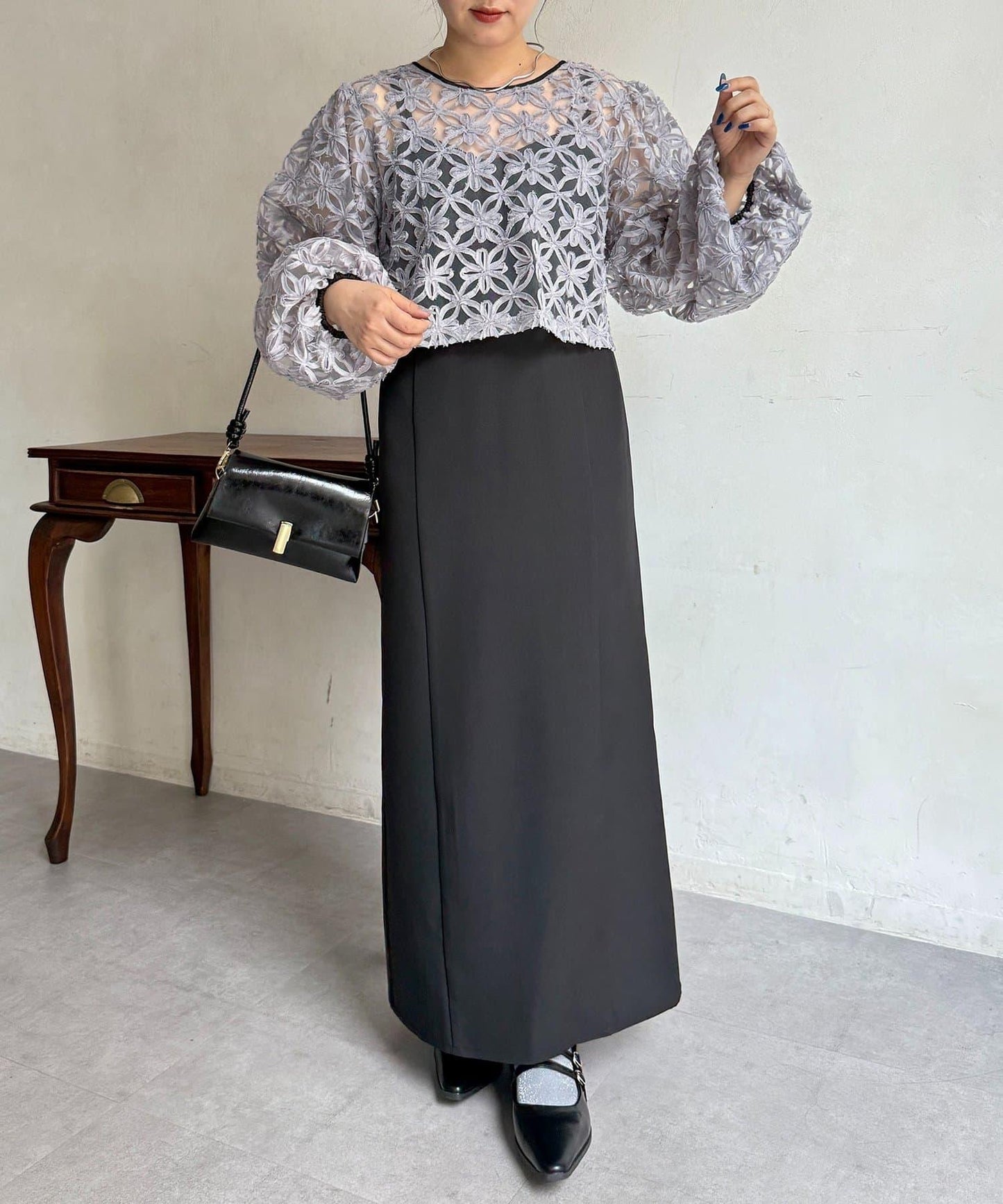 網紗套裝連衣裙