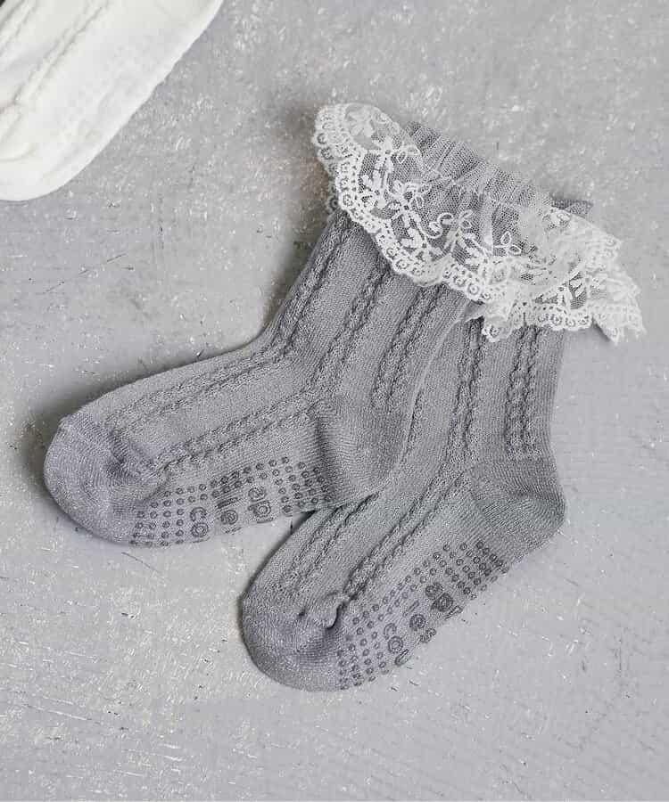 波浪花邊蕾絲襪
