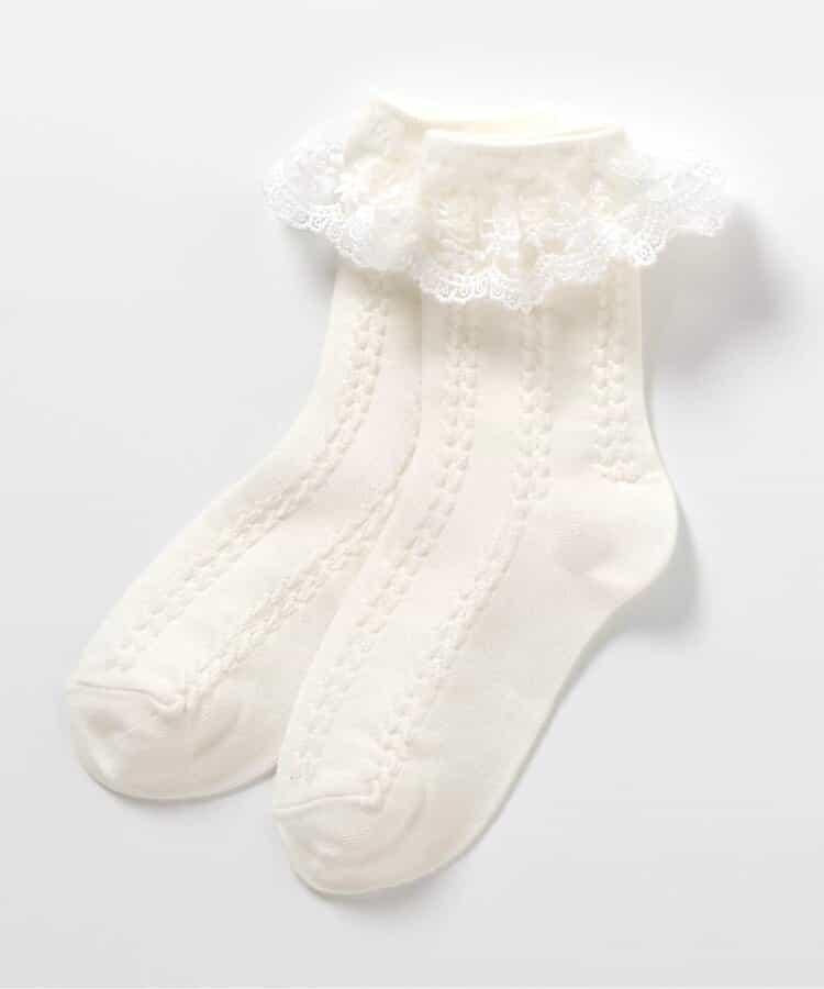 波浪花邊蕾絲襪