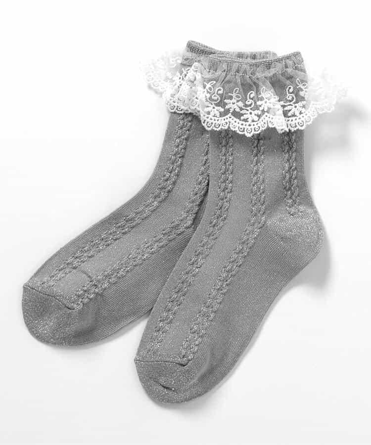 波浪花邊蕾絲襪