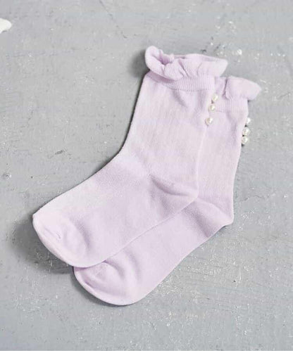 珍珠裝飾圓領襪
