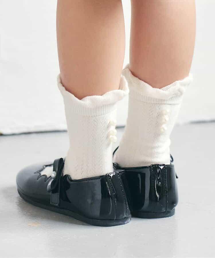 珍珠裝飾圓領襪