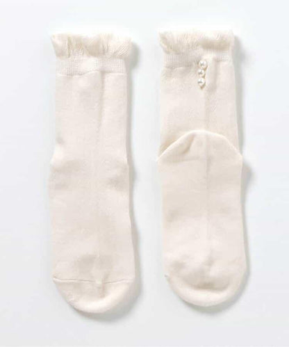 珍珠裝飾圓領襪