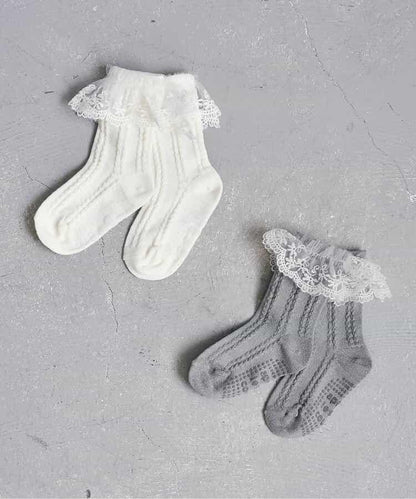 波浪花邊蕾絲襪