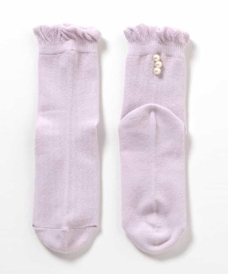 珍珠裝飾圓領襪