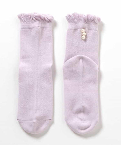 珍珠裝飾圓領襪