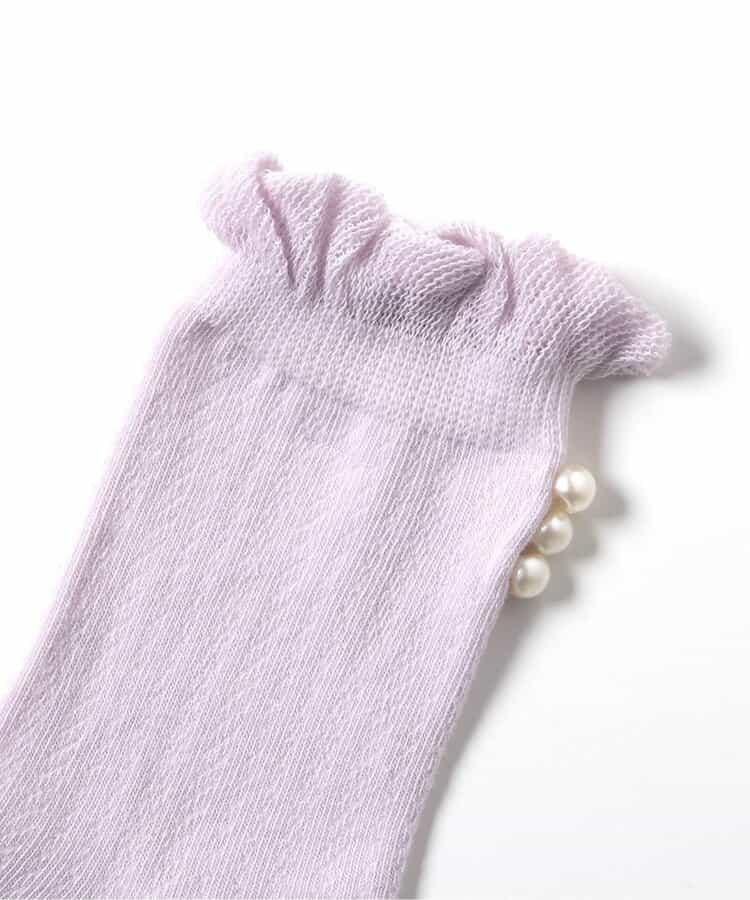 珍珠裝飾圓領襪