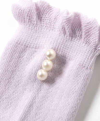 珍珠裝飾圓領襪