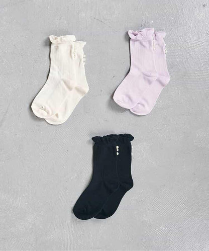 珍珠裝飾圓領襪