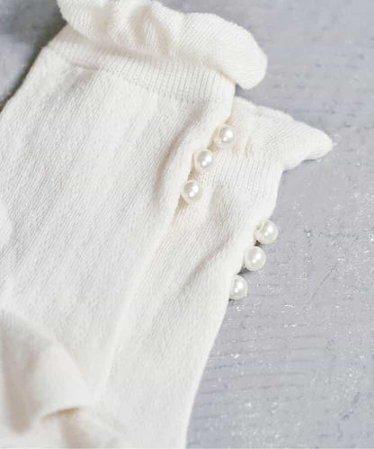 珍珠裝飾圓領襪