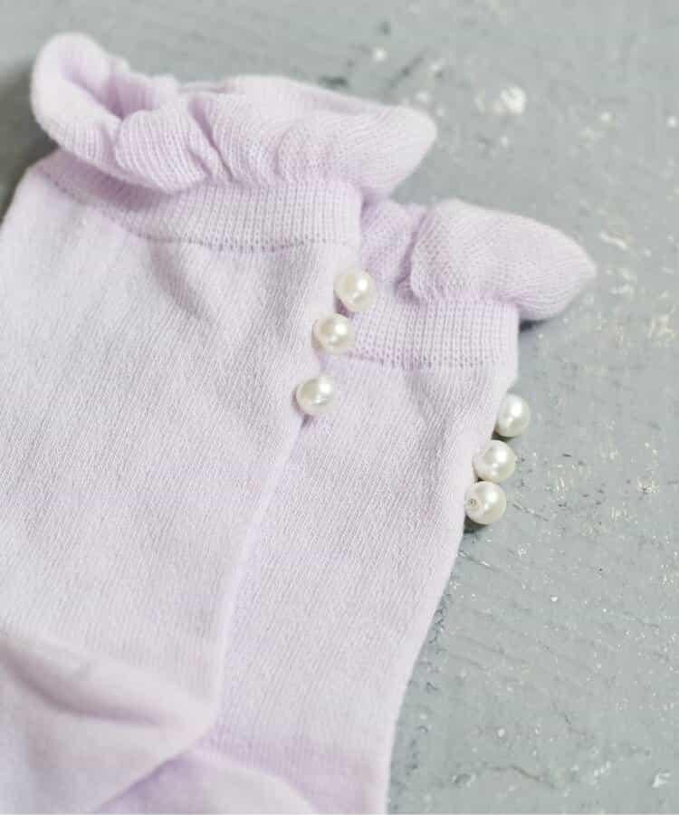 珍珠裝飾圓領襪
