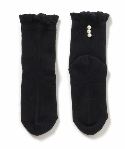 珍珠裝飾圓領襪