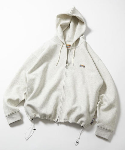 寬鬆版型抽繩針織面料單點logo拉鍊連帽衛衣