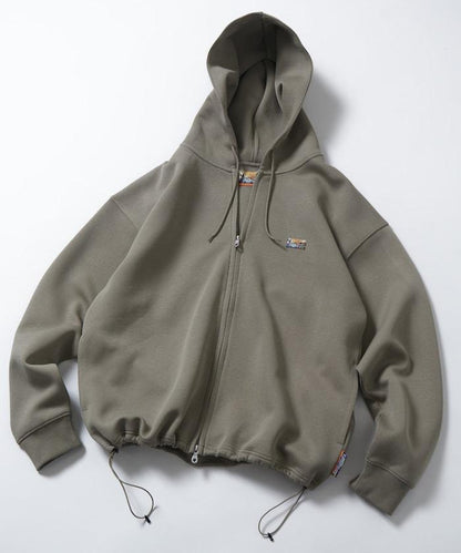 寬鬆版型抽繩針織面料單點logo拉鍊連帽衛衣