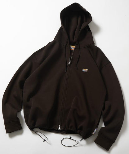 寬鬆版型抽繩針織面料單點logo拉鍊連帽衛衣