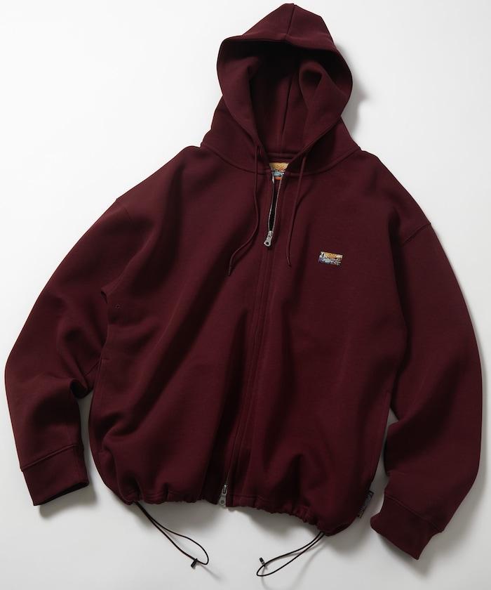 寬鬆版型抽繩針織面料單點logo拉鍊連帽衛衣