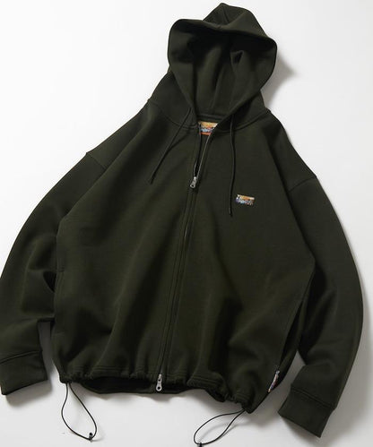 寬鬆版型抽繩針織面料單點logo拉鍊連帽衛衣