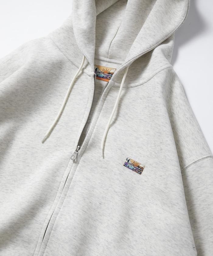 寬鬆版型抽繩針織面料單點logo拉鍊連帽衛衣