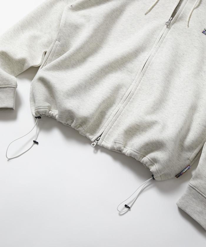 寬鬆版型抽繩針織面料單點logo拉鍊連帽衛衣