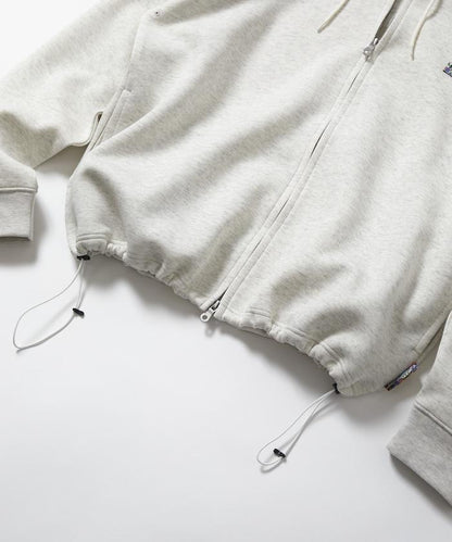 寬鬆版型抽繩針織面料單點logo拉鍊連帽衛衣