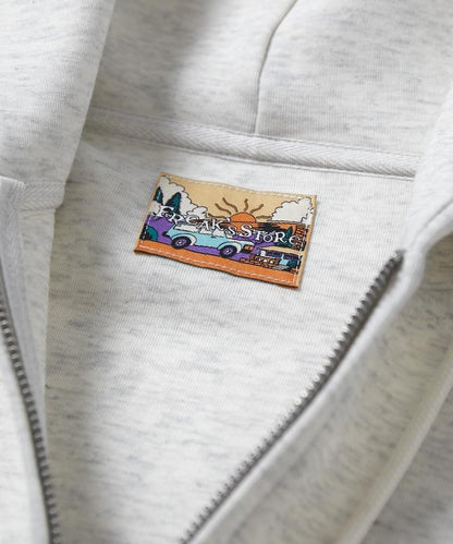 寬鬆版型抽繩針織面料單點logo拉鍊連帽衛衣