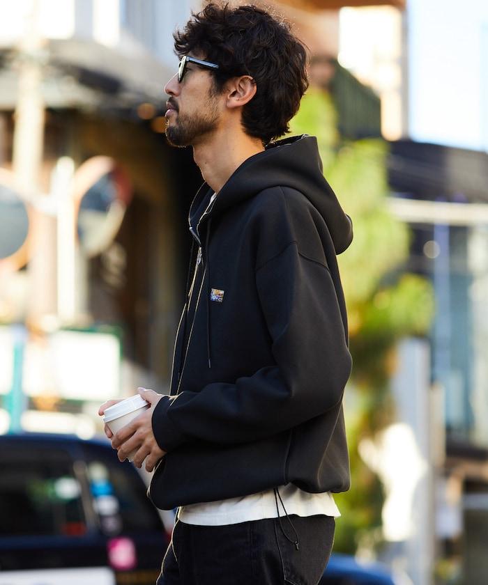 寬鬆版型抽繩針織面料單點logo拉鍊連帽衛衣