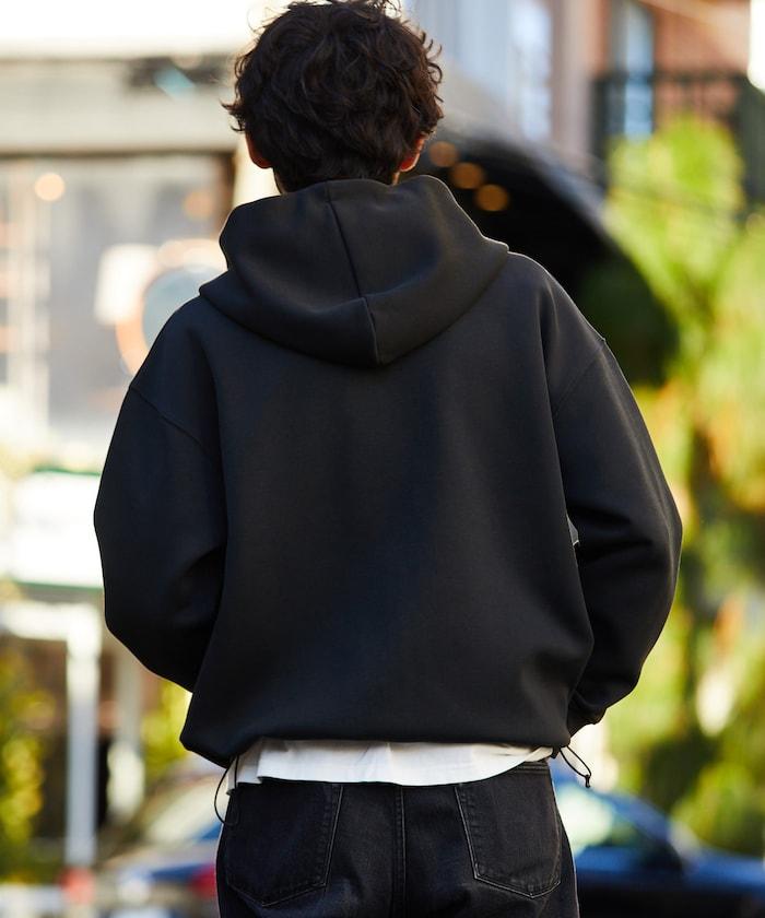 寬鬆版型抽繩針織面料單點logo拉鍊連帽衛衣