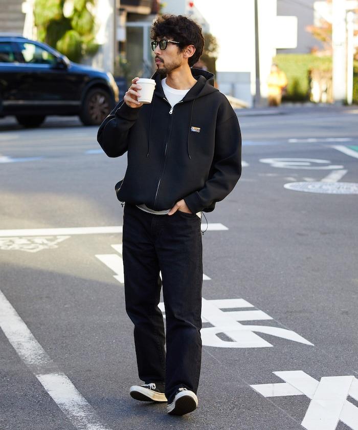 寬鬆版型抽繩針織面料單點logo拉鍊連帽衛衣