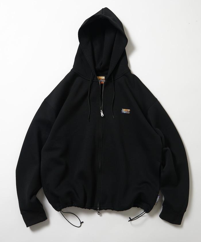 寬鬆版型抽繩針織面料單點logo拉鍊連帽衛衣