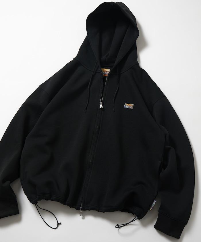 寬鬆版型抽繩針織面料單點logo拉鍊連帽衛衣