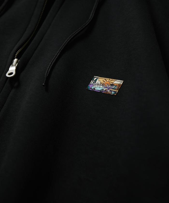 寬鬆版型抽繩針織面料單點logo拉鍊連帽衛衣