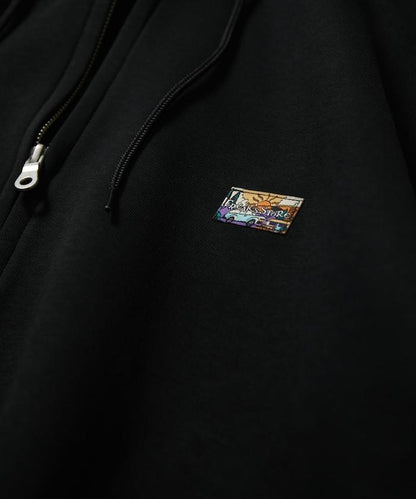 寬鬆版型抽繩針織面料單點logo拉鍊連帽衛衣