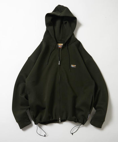 寬鬆版型抽繩針織面料單點logo拉鍊連帽衛衣