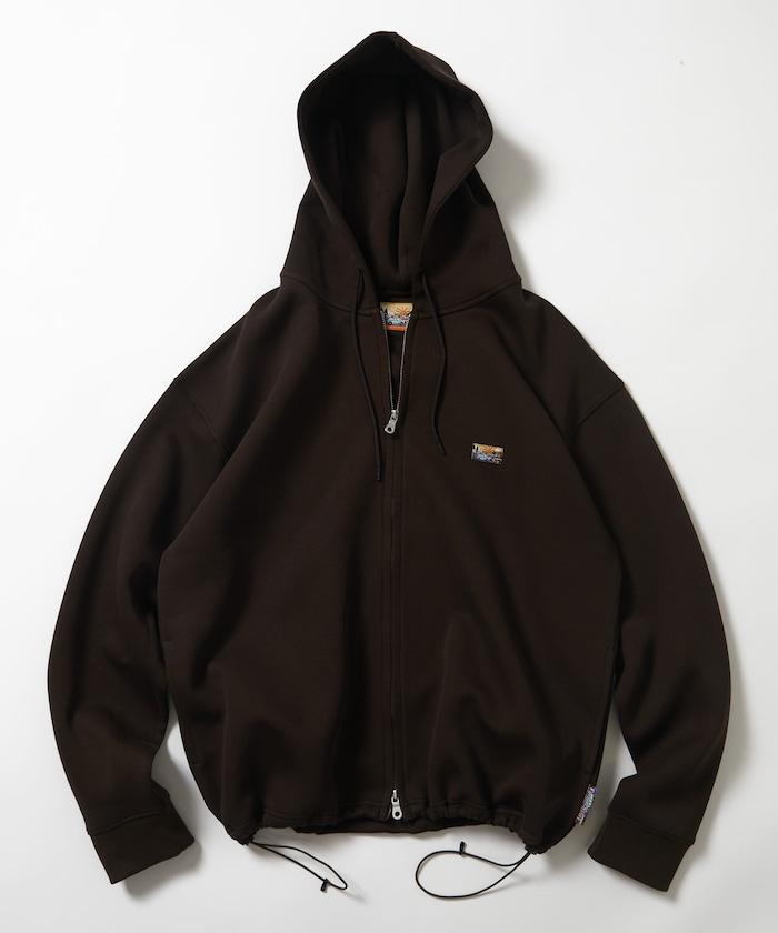 寬鬆版型抽繩針織面料單點logo拉鍊連帽衛衣