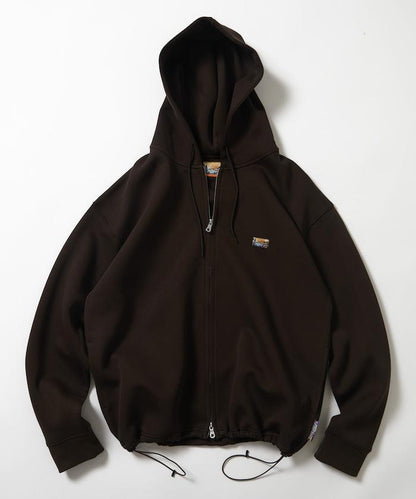 寬鬆版型抽繩針織面料單點logo拉鍊連帽衛衣