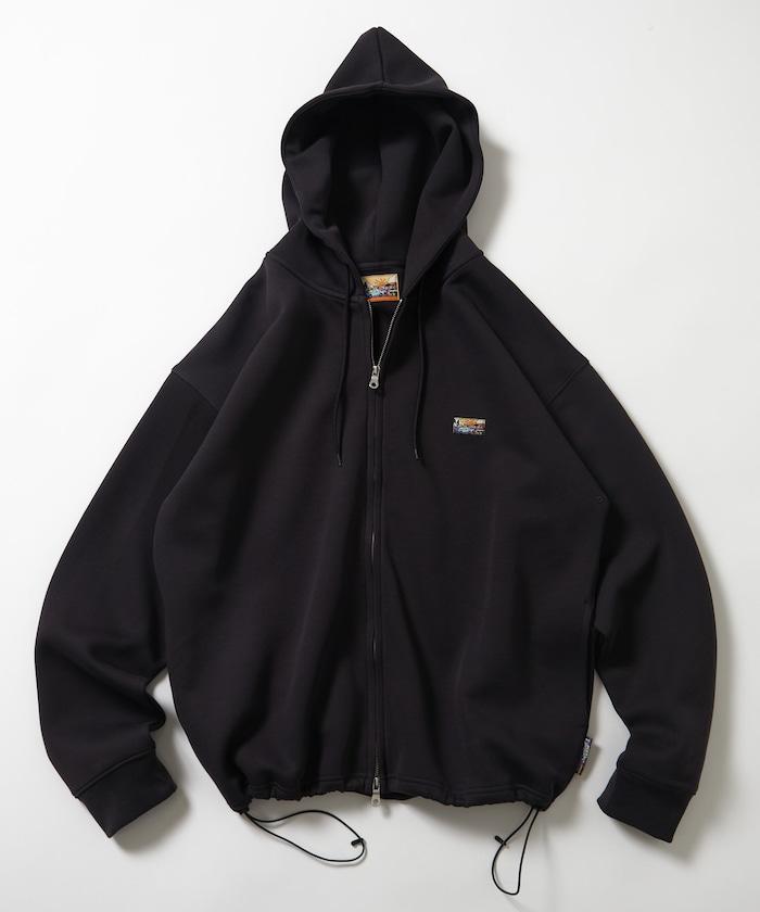 寬鬆版型抽繩針織面料單點logo拉鍊連帽衛衣