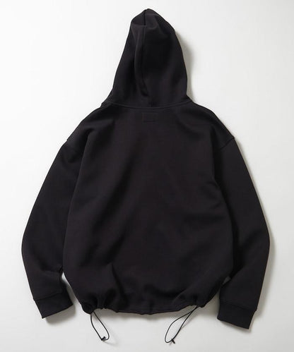 寬鬆版型抽繩針織面料單點logo拉鍊連帽衛衣