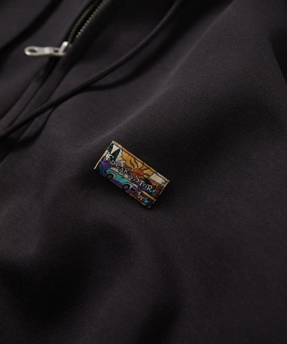 寬鬆版型抽繩針織面料單點logo拉鍊連帽衛衣