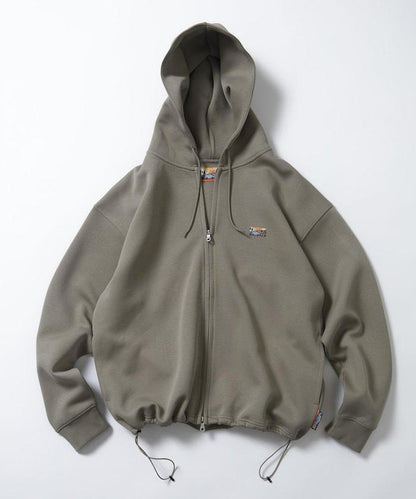 寬鬆版型抽繩針織面料單點logo拉鍊連帽衛衣