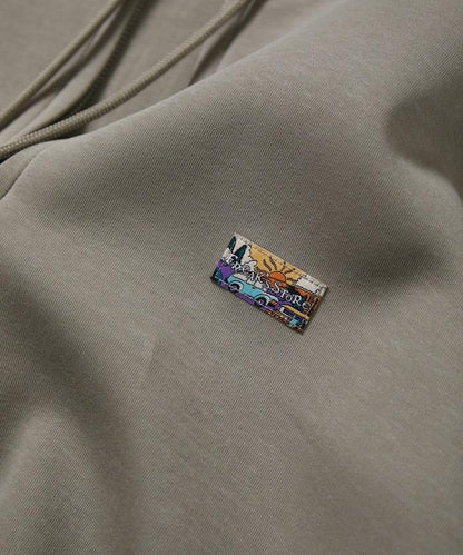 寬鬆版型抽繩針織面料單點logo拉鍊連帽衛衣