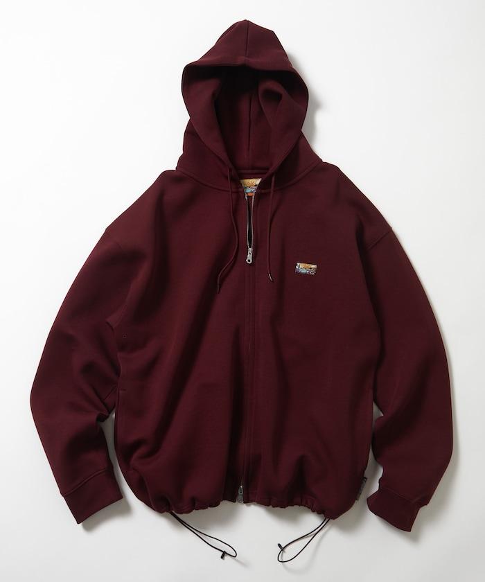 寬鬆版型抽繩針織面料單點logo拉鍊連帽衛衣