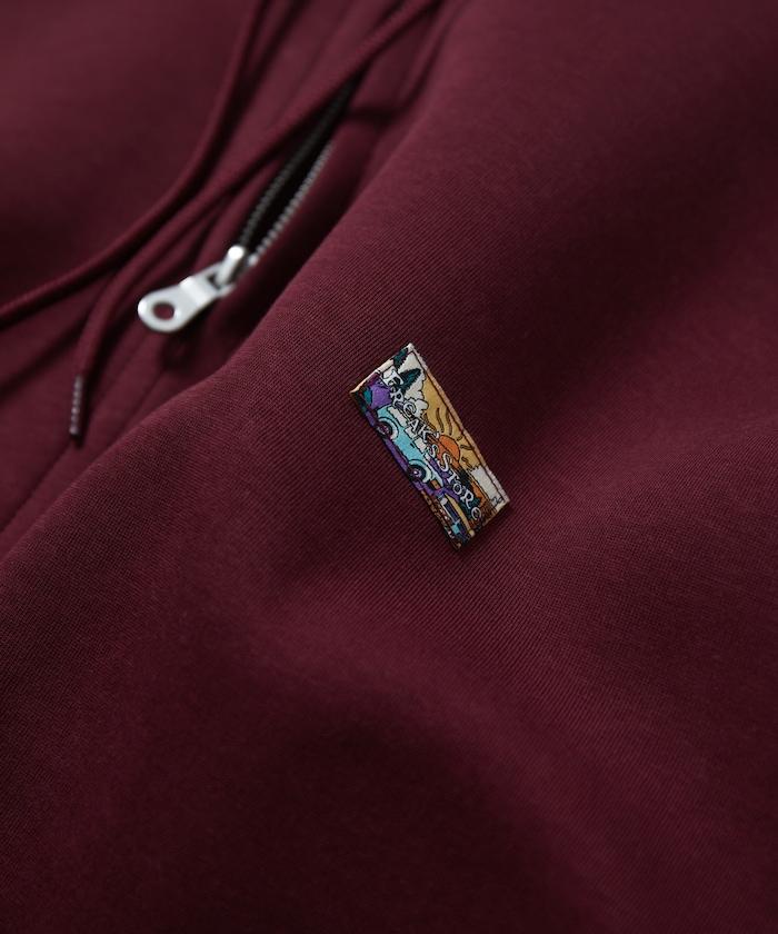 寬鬆版型抽繩針織面料單點logo拉鍊連帽衛衣