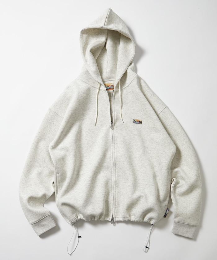 寬鬆版型抽繩針織面料單點logo拉鍊連帽衛衣