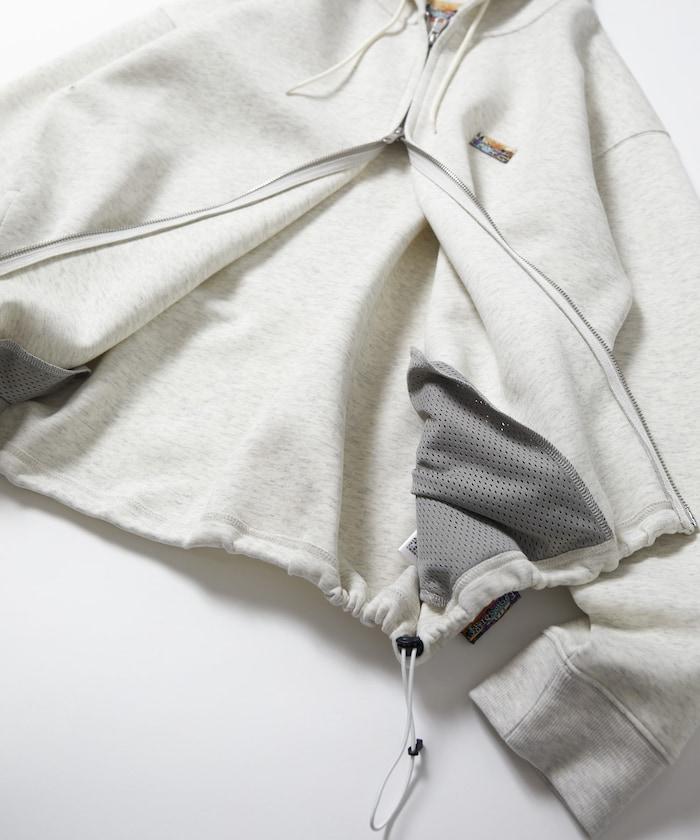 寬鬆版型抽繩針織面料單點logo拉鍊連帽衛衣