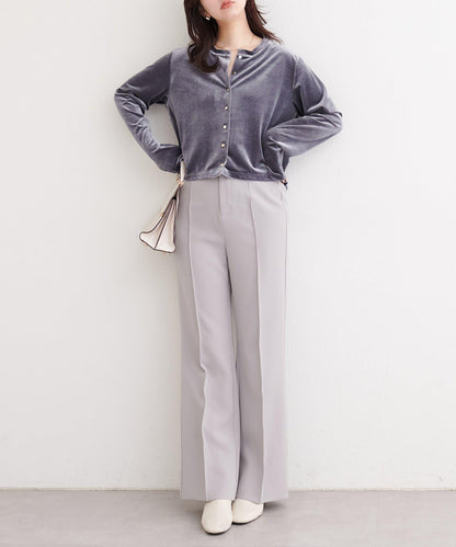 亮片天鵝絨圓領開衫