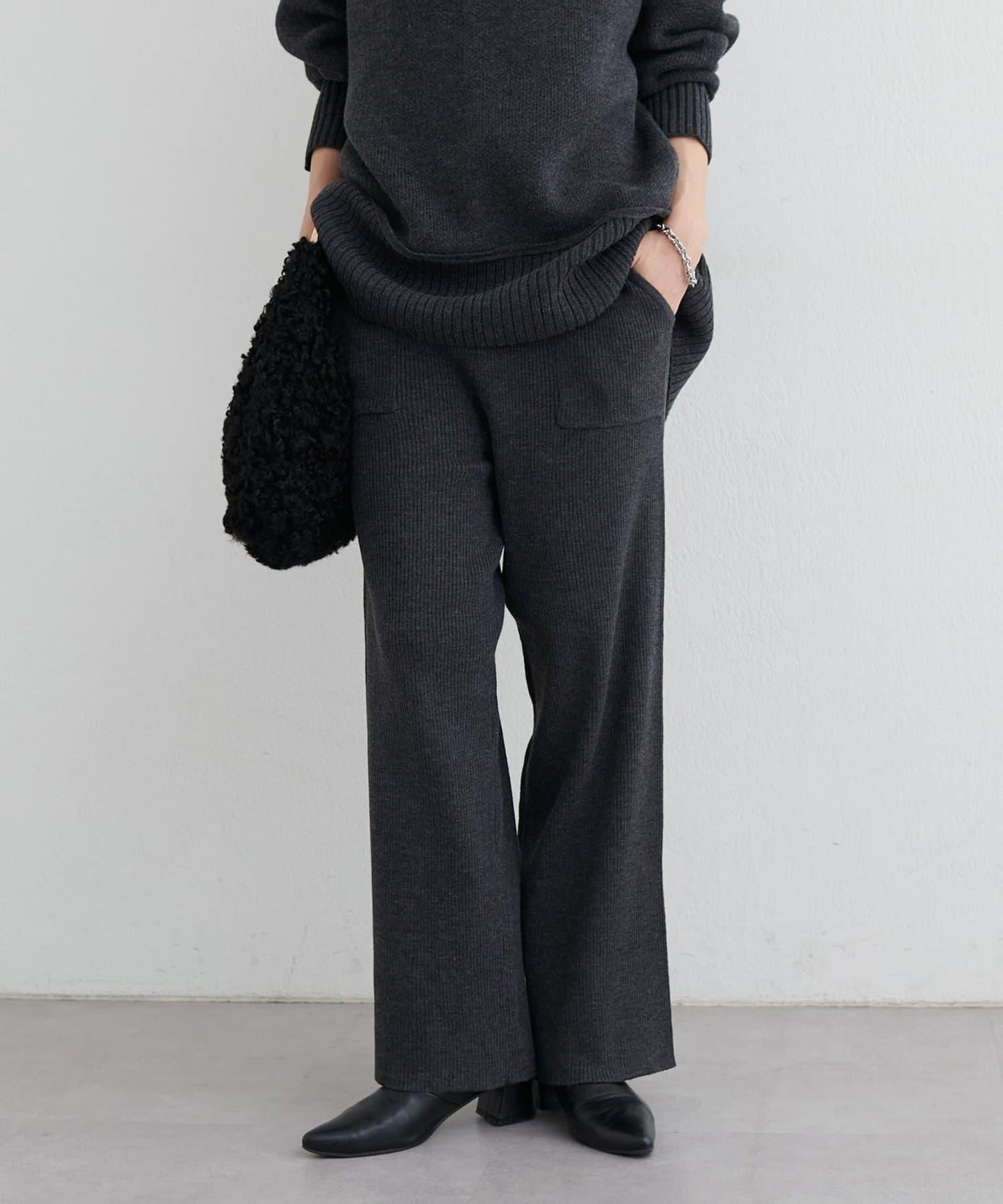 羊絨觸感羅紋針織褲